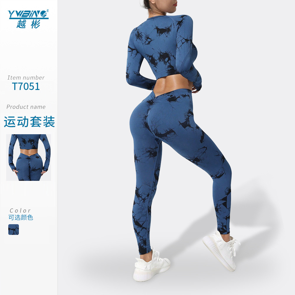 Traje de yoga sin costuras tie-dye pantalones de yoga tie-dye de cintura alta pantalones de yoga para mujer ropa deportiva para correr ropa de fitness ropa de yoga