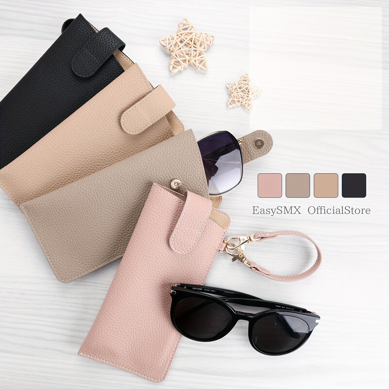 In-Stock Summer New Leather Eyeglass Case Portable Sunglasses Anti-Scratch Protective Pouch Hanging Bag for Sunglasses