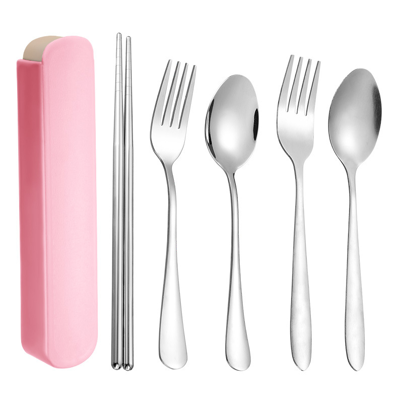 Vajilla portátil 410 cuchara de acero inoxidable cuchillo y tenedor conjunto de tres piezas hogar simple estudiante dormitorio vajilla traje generación pelo