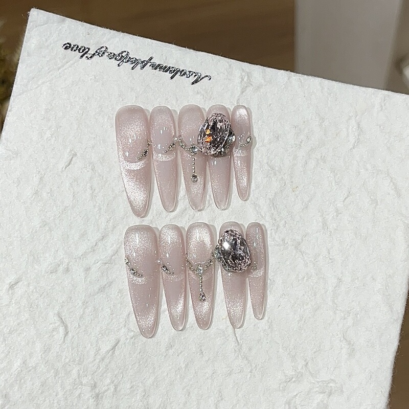 【Wedding Nail Series】A Collection of Elegant White Moonlight High-End Handmade Wearable Nails from the Wedding Nail Series