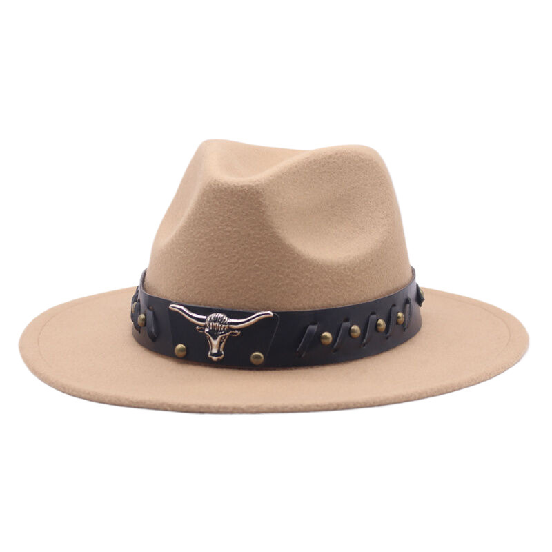 Cappello da cowboy spagnolo unisex Cappello a cilindro jazz erboso con tesa piatta e tesa larga per uomo e donna_voghion.com