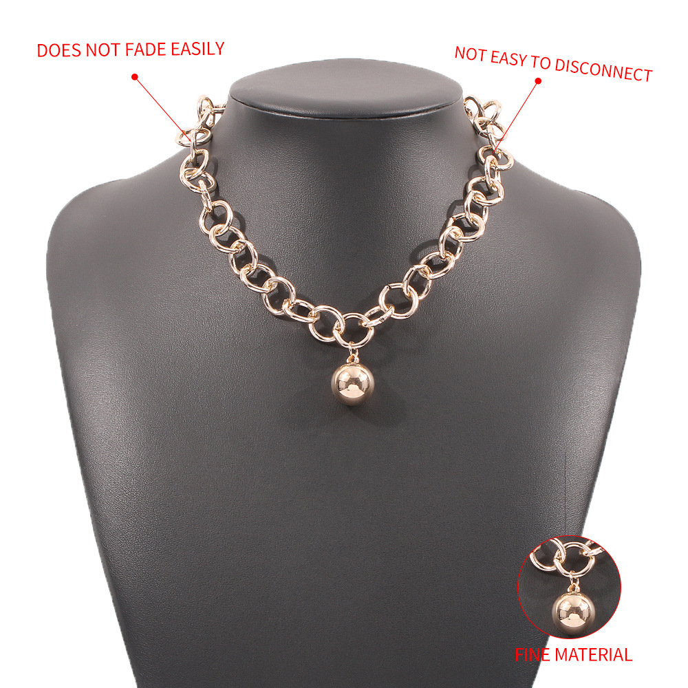 Fashion Round Ball Pendant Single Layer Thick Necklace display picture 6