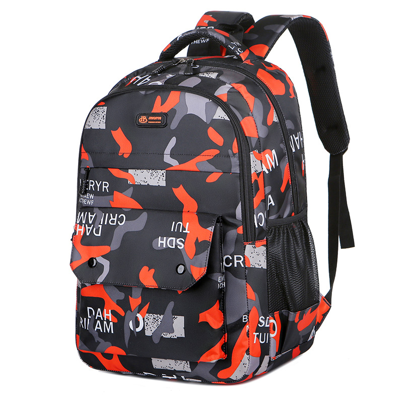 Wholesale of manufacturer's large capacity backpacks for foreign trade, middle school, high school, male and female students' backpacks, casual camouflage printed backpacks