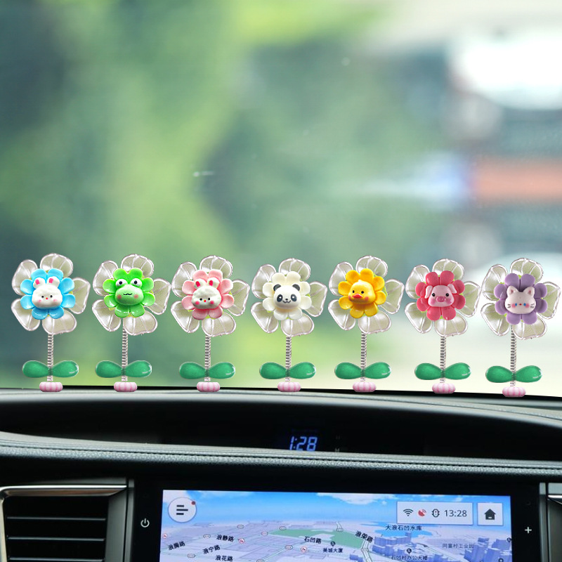 [Explosión] Douyin nuevo adorno de coche flor de cabeza sacudida pequeño animal adorno de coche adornos de primavera lindo panda