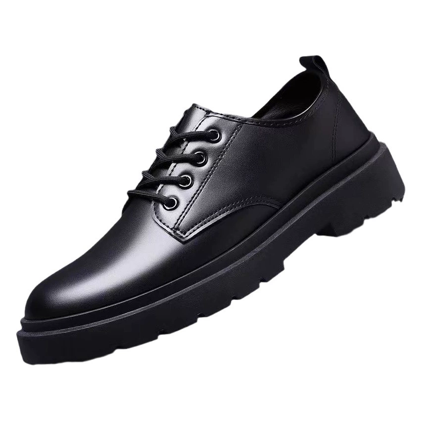 Кожаные туфли в британском стиле 2025 новый весна и осень черные повседневные кожаные туфли для мужчин бизнес на шнуровке