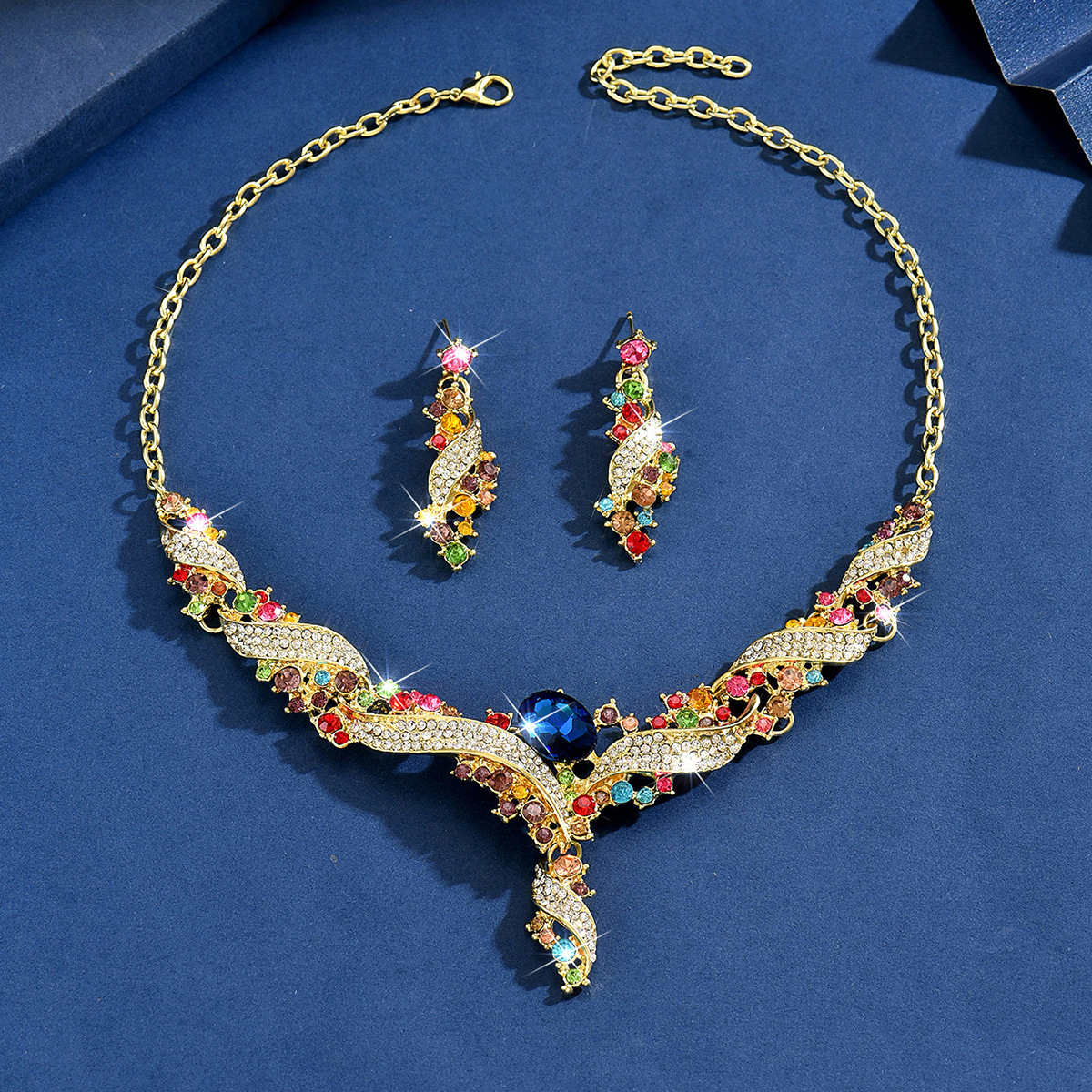 Fuente transfronteriza estilo nacional flores exageradas collares aretes conjunto de joyas joyas accesorios de novia vestido image 6