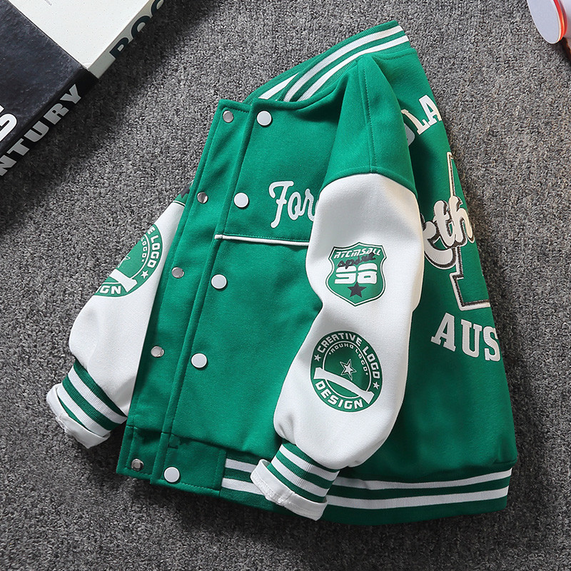 Niños de primavera y otoño chaqueta casual 2023 otoño nueva ropa de otoño para niños medianos y grandes niños de béisbol uniforme frito calle