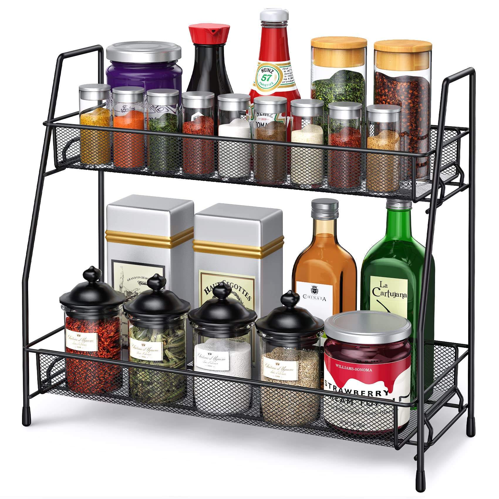 Spice Storage Rack, Two-Tier Desktop Storage Rack, Kitchen and Bathroom Storage Rack