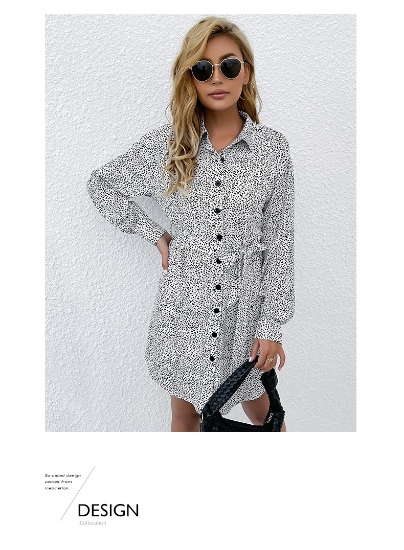 polka dot print button Lapel Shirt Dress nihaostyles wholesale clothing NSDMB81860