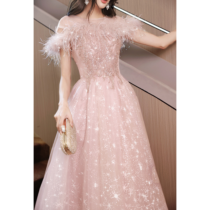 Vestido de noche para mujer 2026, nuevo estilo, lujo ligero, estilo nicho, ceremonia para adultos, estilo bosque, rosa, princesa fugaz, cumpleaños, boda