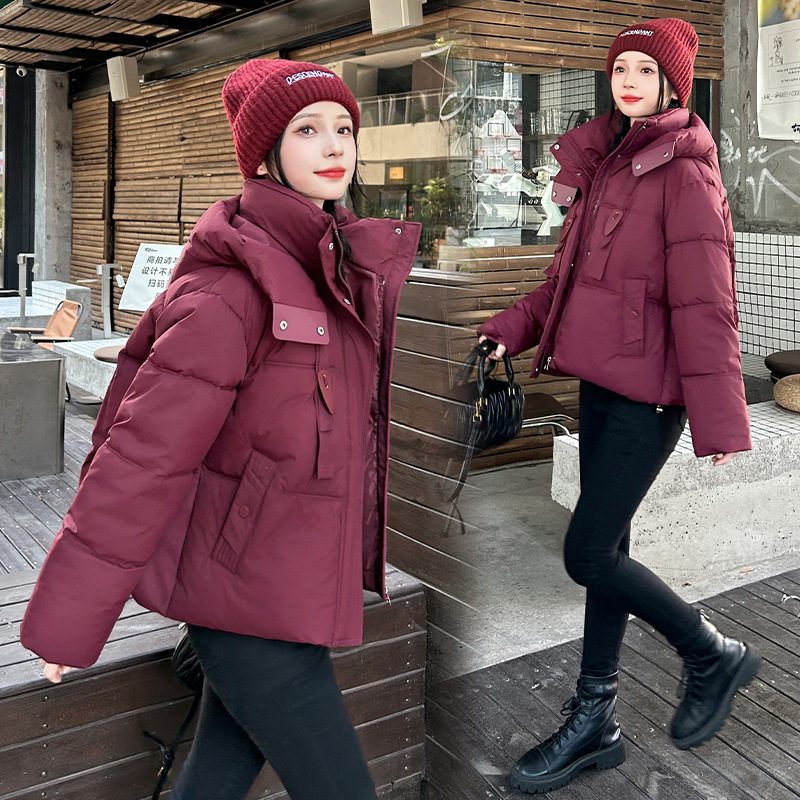 Invierno plumón de algodón mujer 2025 nuevo abrigo de algodón con capuz suelto hombre pequeño chaqueta de algodón de moda de pan coreano image 9
