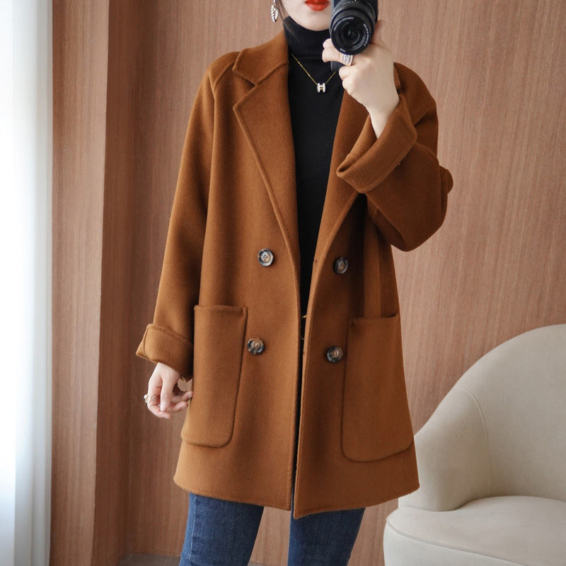 캐러멜 컬러 [미디엄 더블 브레스티드] 연예인 스타일