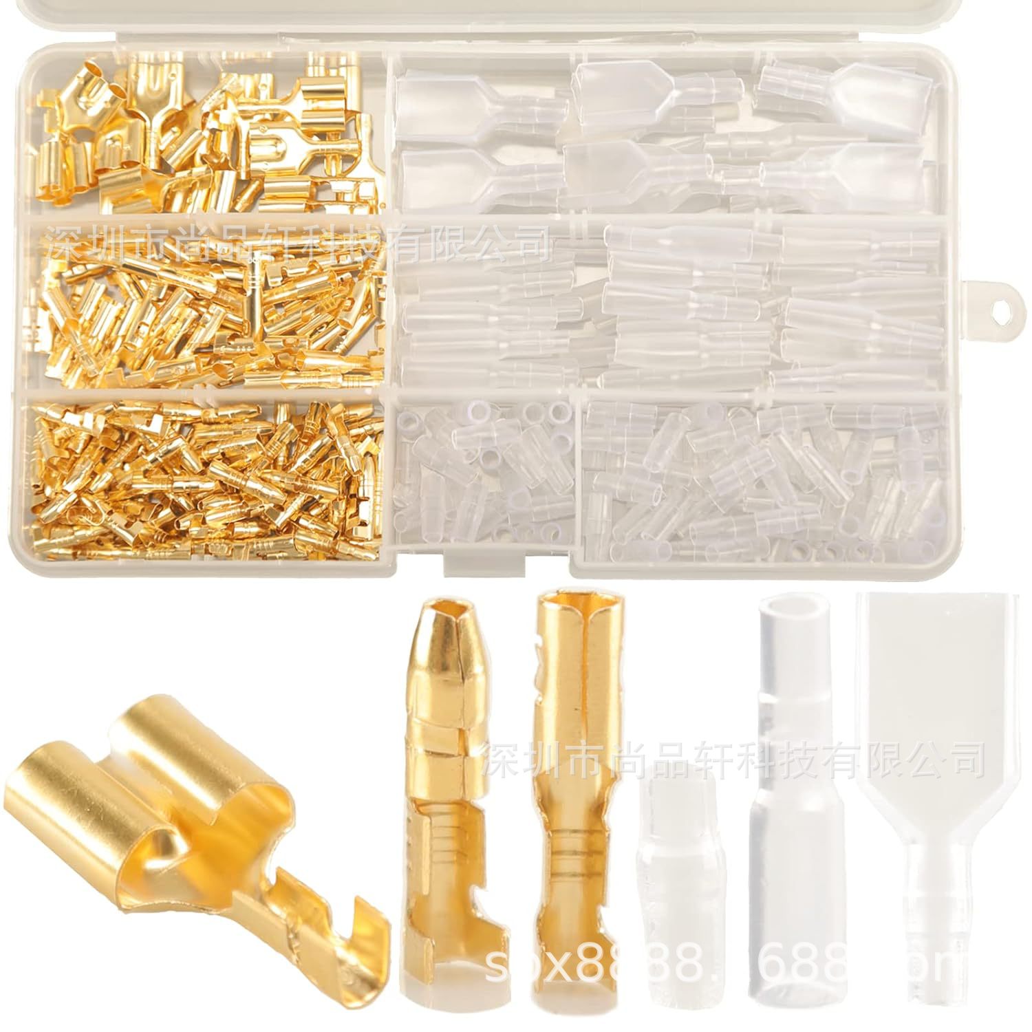 320PCS 子弹头 3.9MM插簧插片护套3.5MM冷压端子接线端子连接器