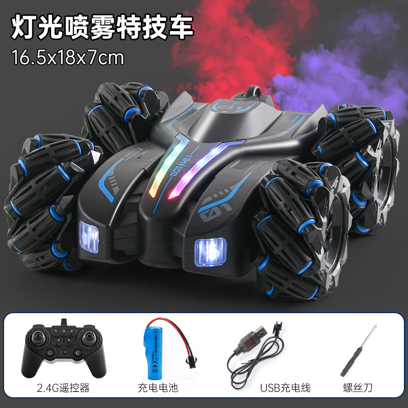 Coche Acrobático de Doble Rociador con Luces y Efectos de Sonido [Azul] - Control Remoto Único