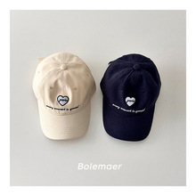 ins韩版儿童鸭舌帽春秋字母刺绣拼色宝宝遮阳棒球帽男女童帽子潮