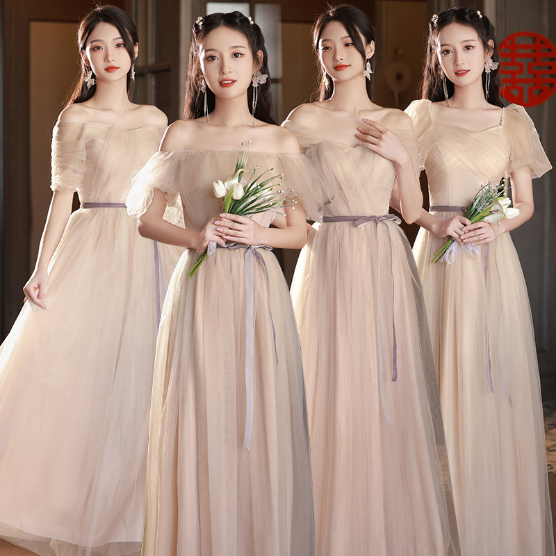 Bridesmaid's Dress 2024 New Summer Large Size Niche Fairy Style Sisters Group Dress Dress Women's Slimming Evening Dress