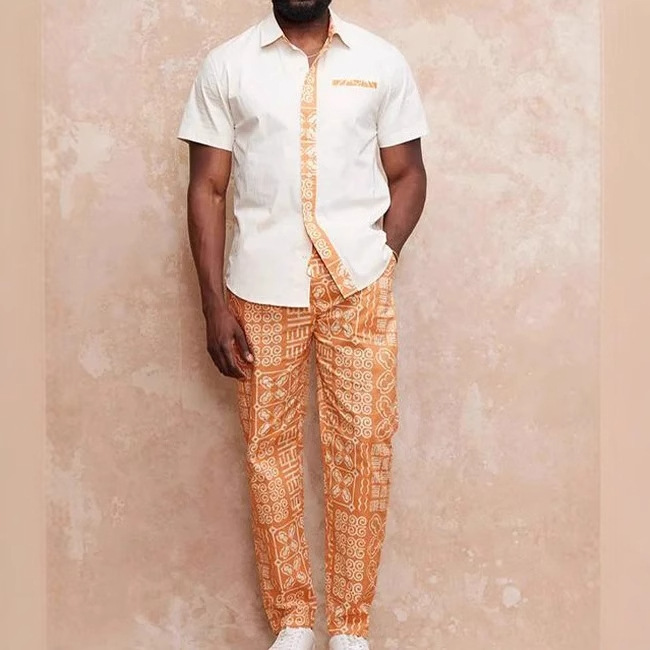 Temperamento de moda, estilo de personalidad, camisa de manga corta impresa en 3D, pantalones, MB1-MR10 de dos piezas de estilo popular para hombres