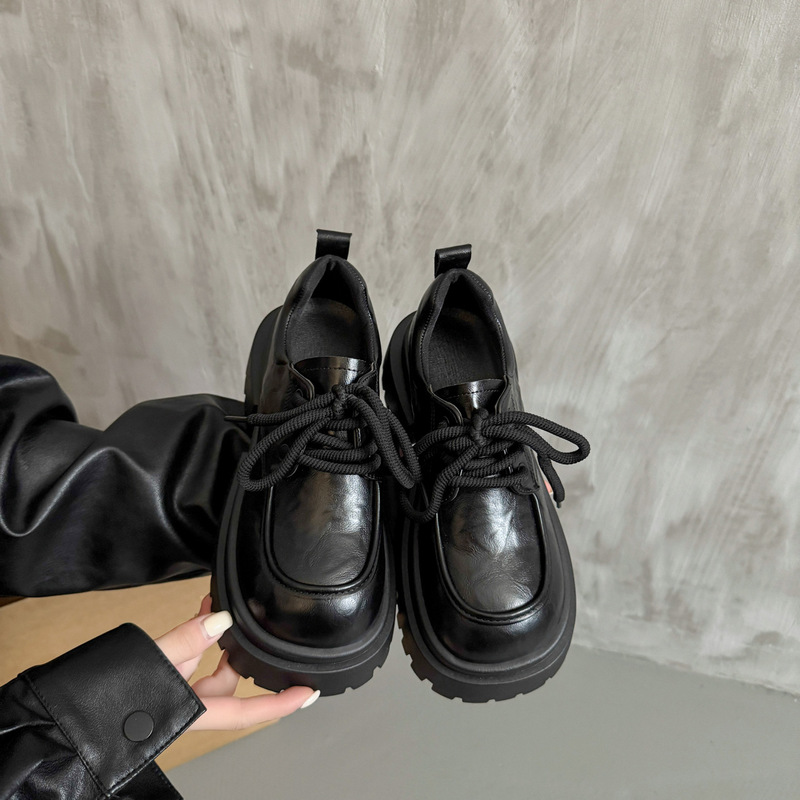 厚底英伦风小皮鞋女2025春季新款真皮女鞋子乐福鞋黑色玛丽珍单鞋|undefined
