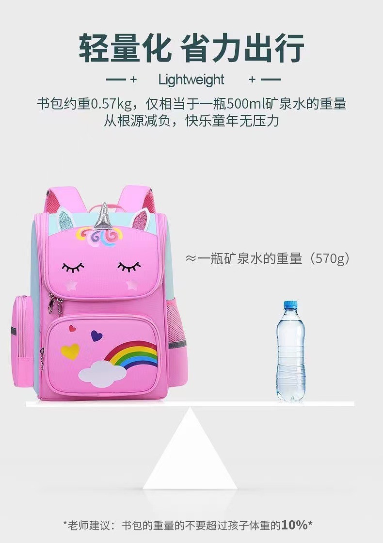 Cartoon Unicorn Schoolbag Primary School Boys and Girls New Space Bag Burden Reduction Ridge Protection Children's Schoolbag Grade 1-6