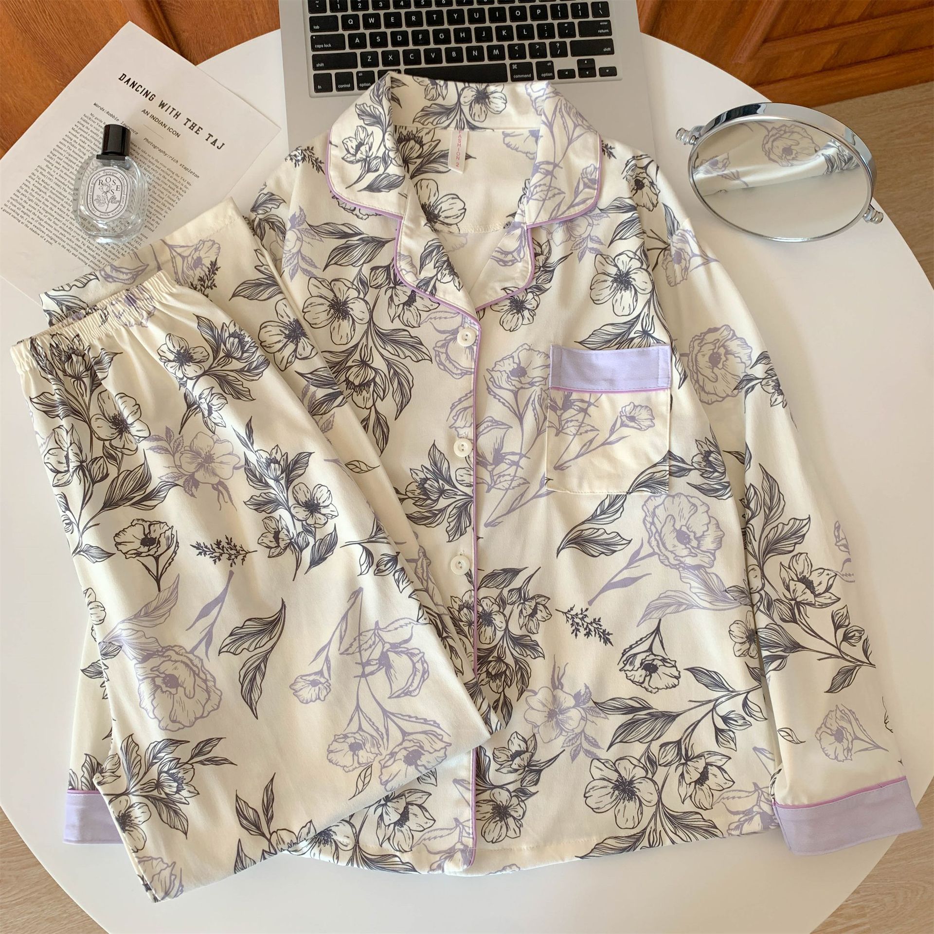 Al por mayor transfronterizo nuevo pijama de mujer primavera y otoño cardigan de manga larga sensación de alta calidad de algodón coreano se puede usar con ropa de vestir