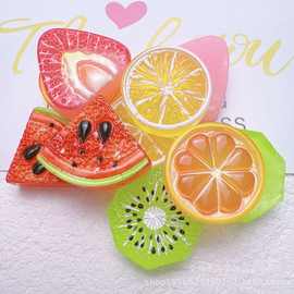 仿真水果柠檬橙子片diy创意发夹一字夹耳环网红灯饰装饰树脂配件