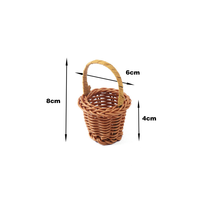 Mini cesta de imitación de ratán, decoración de muebles estilo pastoral, accesorios de fotografía, artículos pequeños, artículos varios, cesta de flores al por mayor.