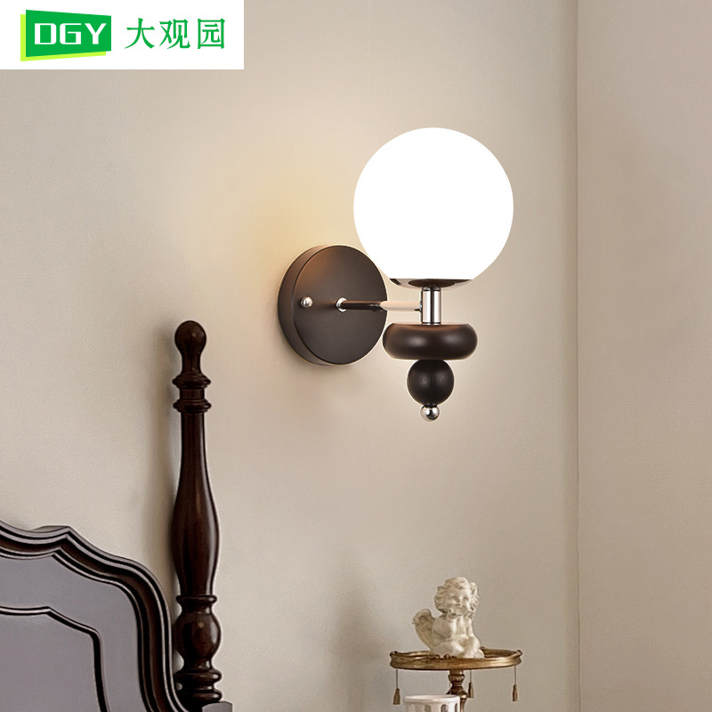 Grand View Garden dormitorio lámpara de cama lámpara de pared nuevo estilo francés retro lámpara de pared de madera maciza decoración de la atmósfera L271