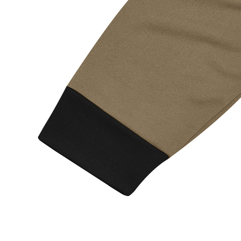 Monochrome Man- 2024 Autumn New European Size American Retro Color Block Henry Collar Base Shirt Men's Long Sleeve T-Shirt_viptrois.com