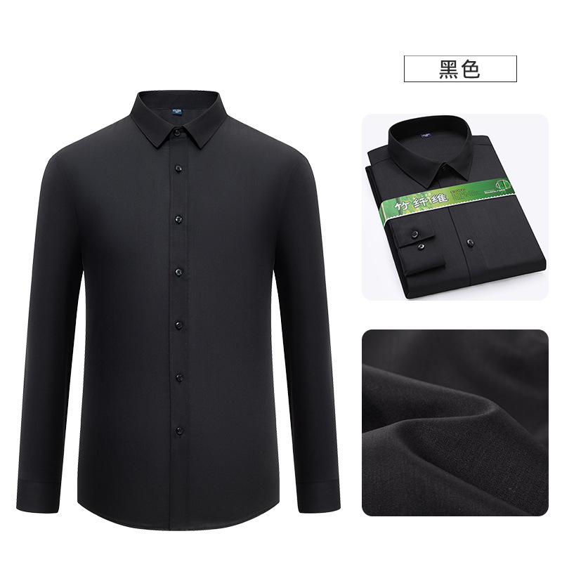 2025 otoño camisa de mangas largas sin marcas sin quemar camisa de fibra de bambú elástica corporativa casual hombre de mangas largas