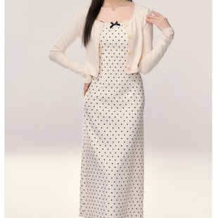 Fashion sweet pure wave point slim waist slim long short dress