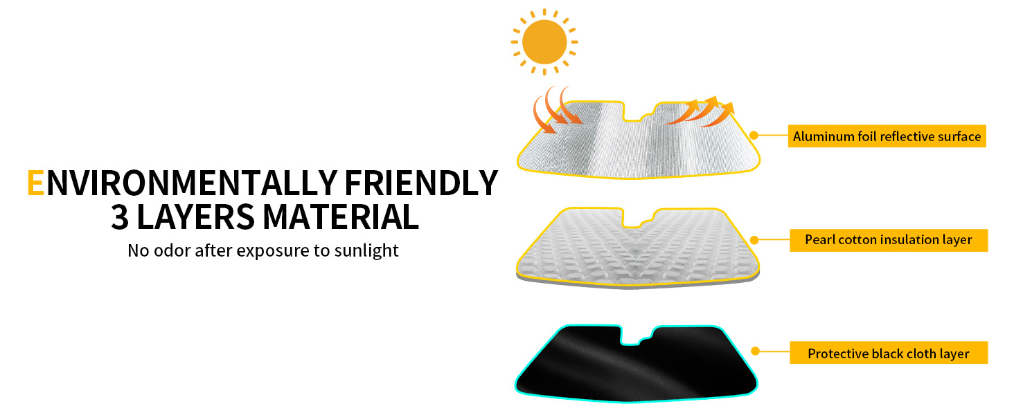 Black and silver sunshade for 2123 Ford Bronco, front windshield sunshade, sun protection car sunshade