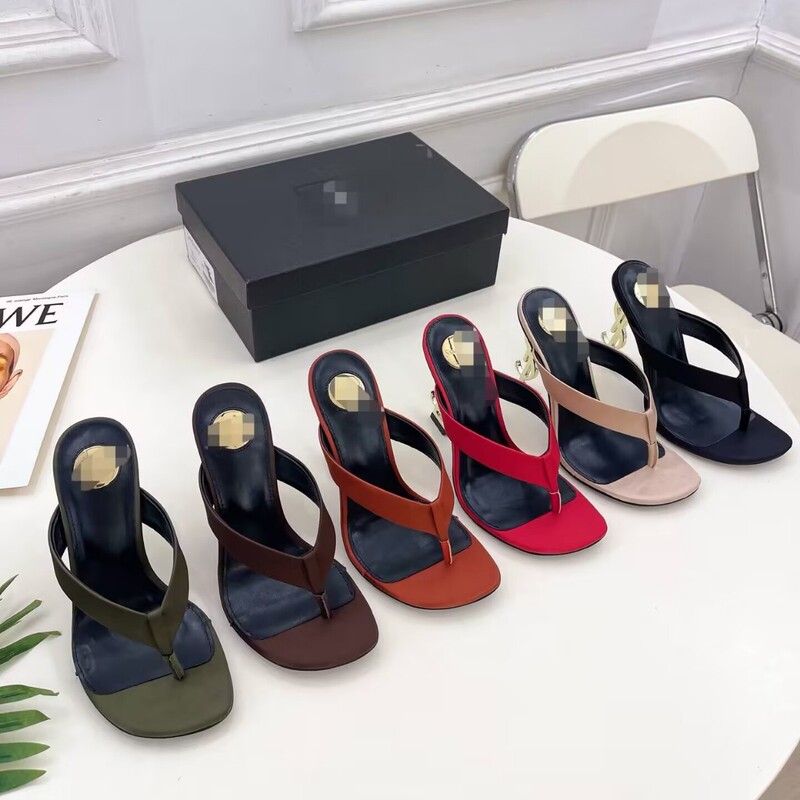 Metal Letter Cross-Strap Open-Toe High-Heeled Slippers 2026 New Style Sexy Irregular Heel Backless Silk Sandals