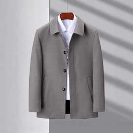 批发秋冬男士夹克商务休闲翻领中年爸爸装一件代发可订单扣子款外