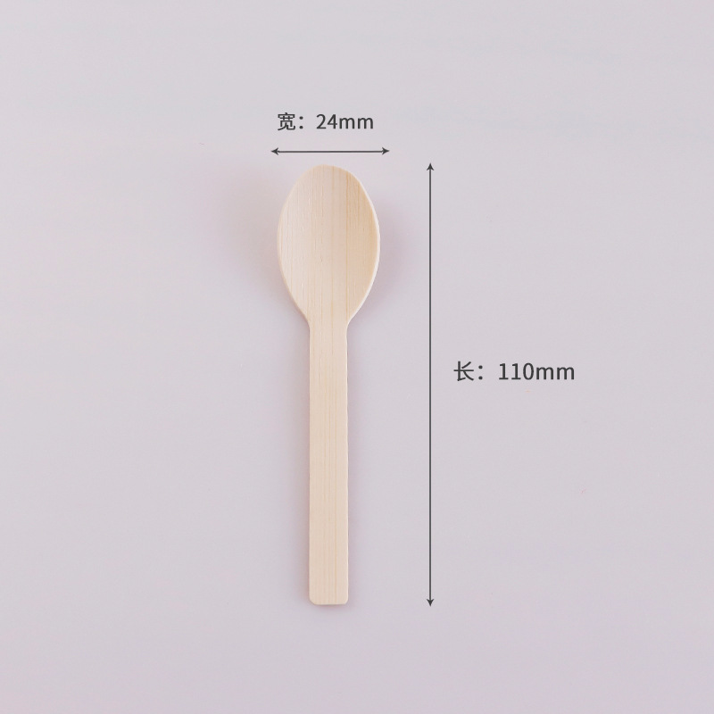 Vajilla de bambú desechable postre cuchara de bambú helado cuchara 8cm