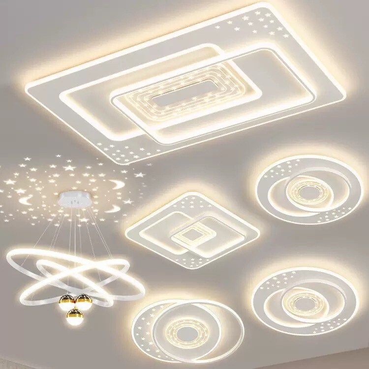 Living room lamp modern simple atmosphere led ceiling lamp bedroom dining room chandelier Zhongshan lamp combination whole house package