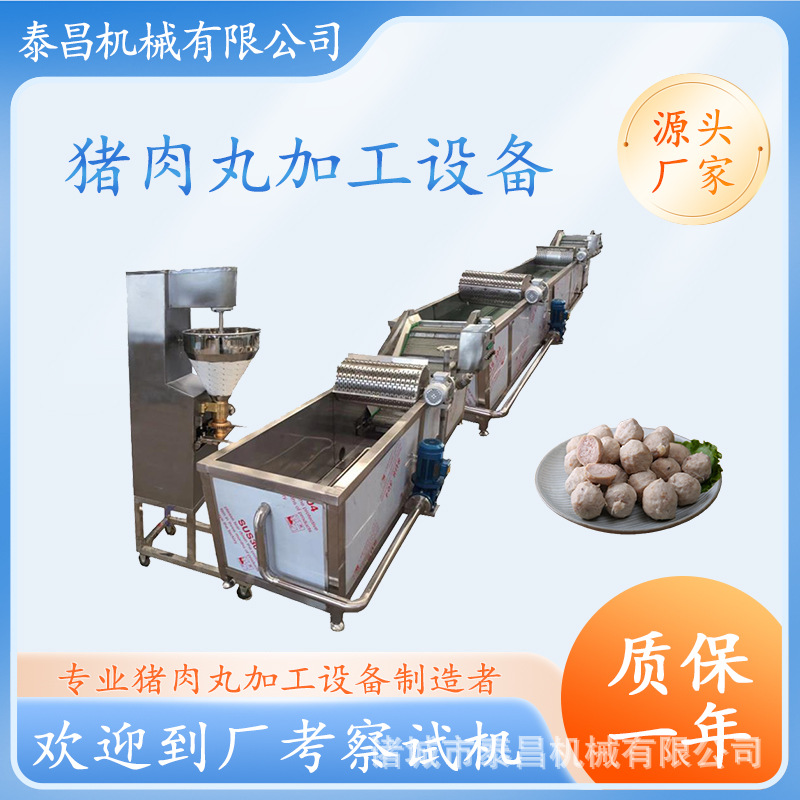 猪肉丸加工设备鸡肉丸子蒸煮流水线荠菜肉丸加工生产线鱼丸加工线