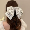 [7#韩系碎花飘带抓夹—米白]