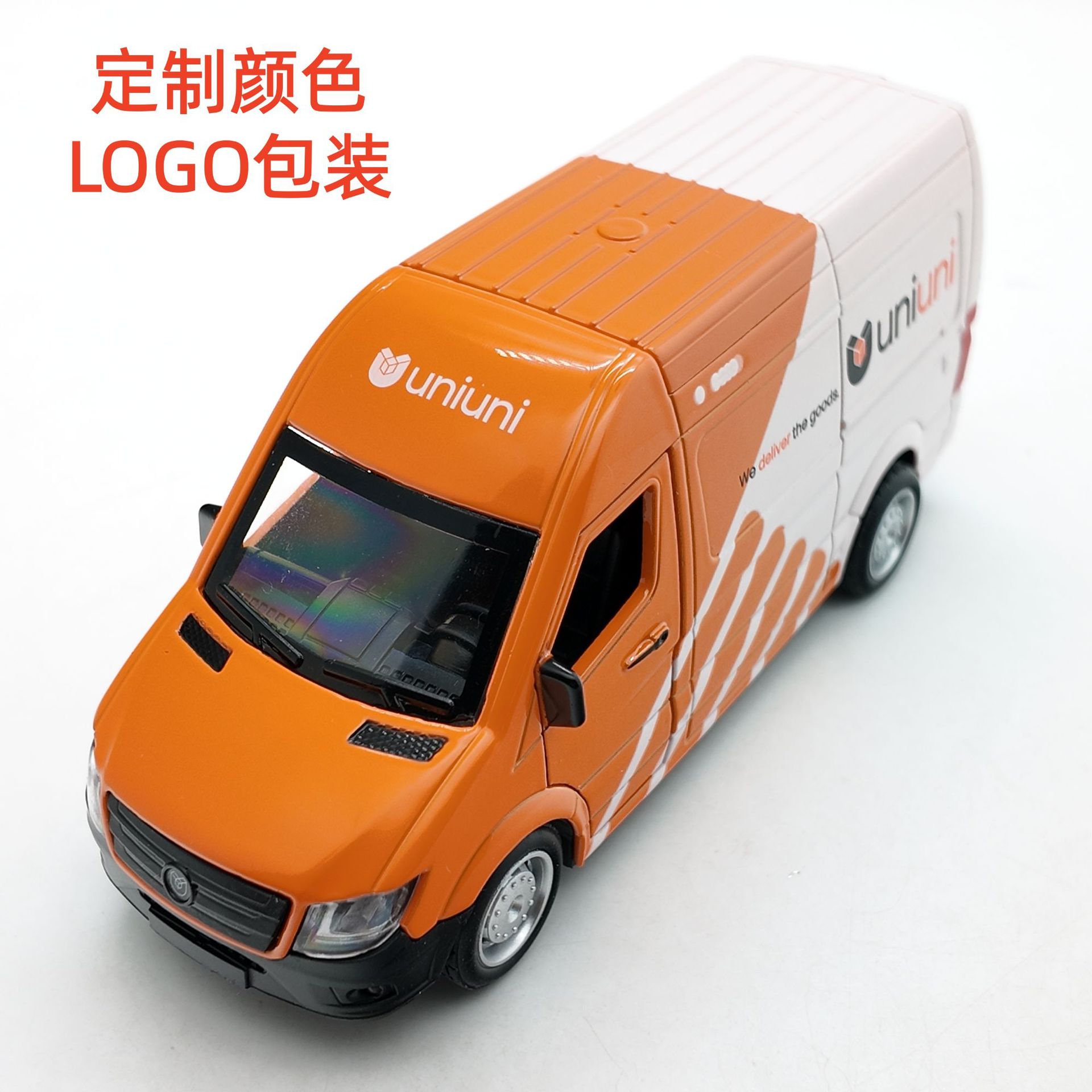 Corporate Exclusive Alloy Business Vehicle Modified Logo Delivery Truck Model Van Truck Courier Company Alloy Vehicle
