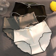 冰絲內褲無痕女生夏季薄款包臀中腰三角褲透氣簡約舒適少女褲頭