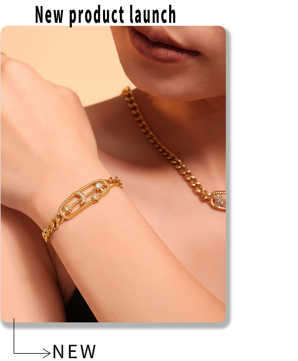 Set Collana E Bracciale Donna In Acciaio Titanio Stelle Lune_voghion.com