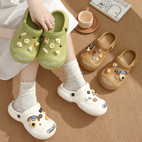 Croc Shoes Women's Summer Outerwear  Beach Sandals Thick Sole Soft Sole Soft Feeling Baotou Home Summer Slippers Wholesale
