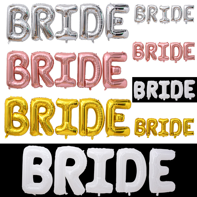 Globos de letras de aluminio para novias, superventas transfronterizos, en dorado, plateado y oro rosa con la inscripción BRIDE, para decoraciones de bodas y despedidas de soltera. image 2