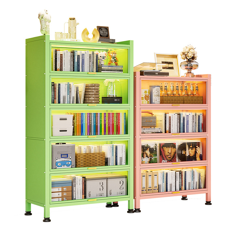Armario de acero armario de almacenamiento doméstico balcón sala de estar piso multicapa con armario de puerta armario de acero librería infantil