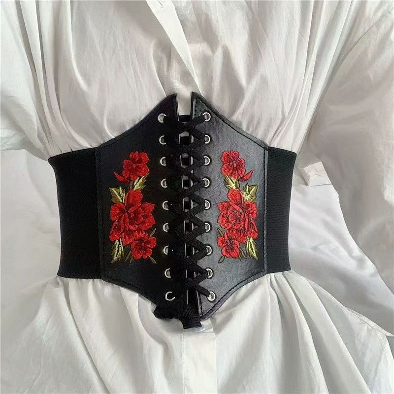 Корсет, платье, пояс для талии, европейский стиль, с вышивкой