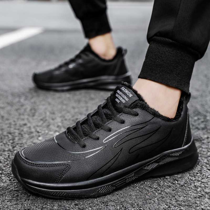 Zapatos masculinos de otoño e invierno, zapatos de cuero, zapatos deportivos, zapatos de correr, zapatos de moda masculina, zapatos de ocio y zapatos de terciopelo, zapatos turísticos