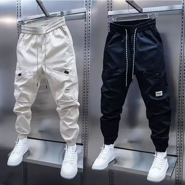 Men's multi-pocket jogger cargo pants, autumn hot trend, Korean style, loose fit, stylish and versatile casual pants