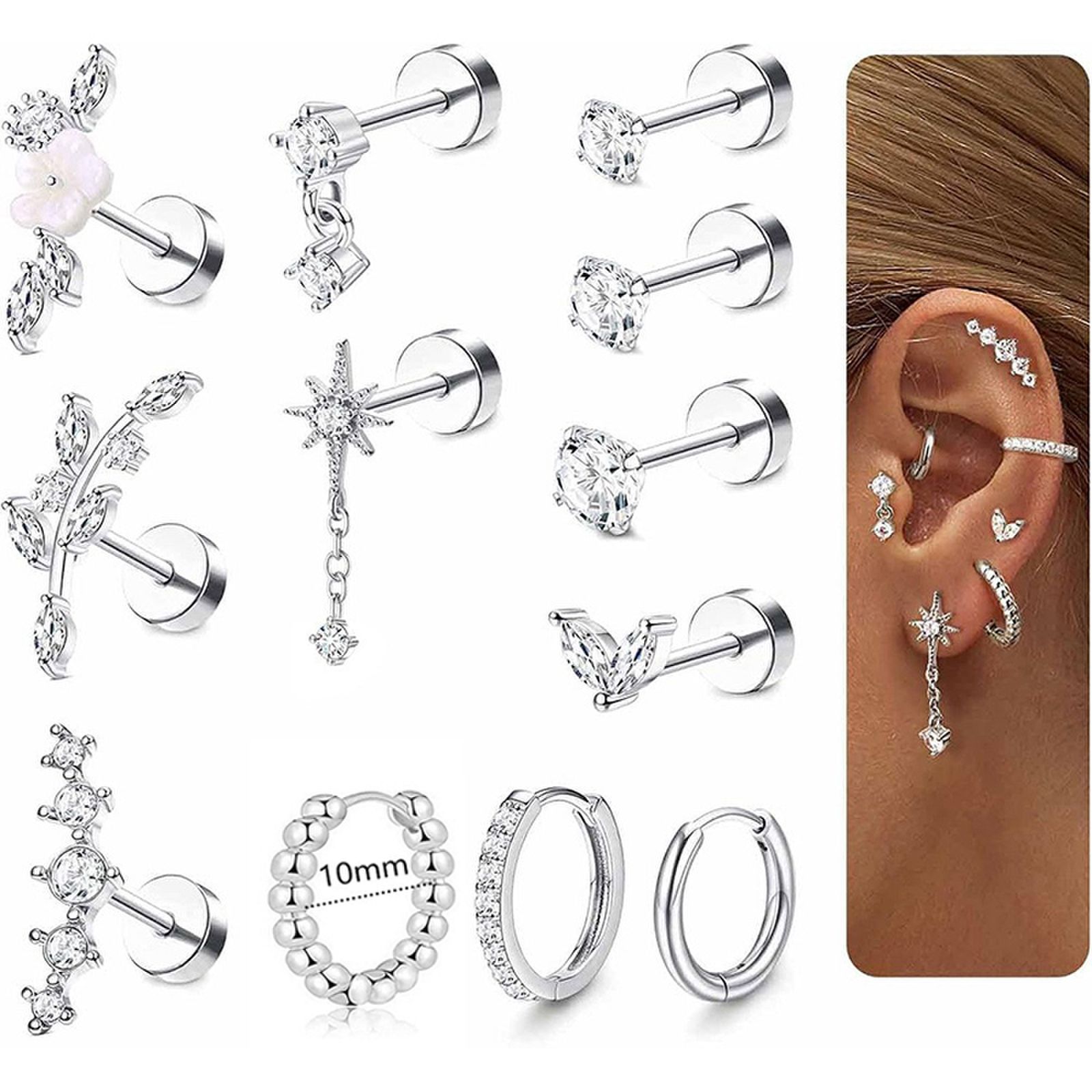16G labret stud size and finish detail
