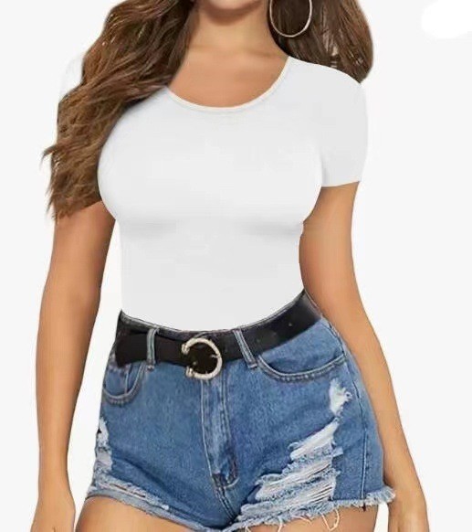 318g Weight Long Sleeve Sleeve Length Shorts Pants Length Acetate Fiber Fabric Type Mid Waist Waist Line Rompers Pants Type Stretchy Elasticity Bodysuits Tops Type Holiday, Daily Occasion Skinny Fit Type Solid Color Pattern Summer, Spring Season Women's Gender Streetwear Style Wholesale Women's Streetwear Solid Color Long Sleeve Bodysuits 30