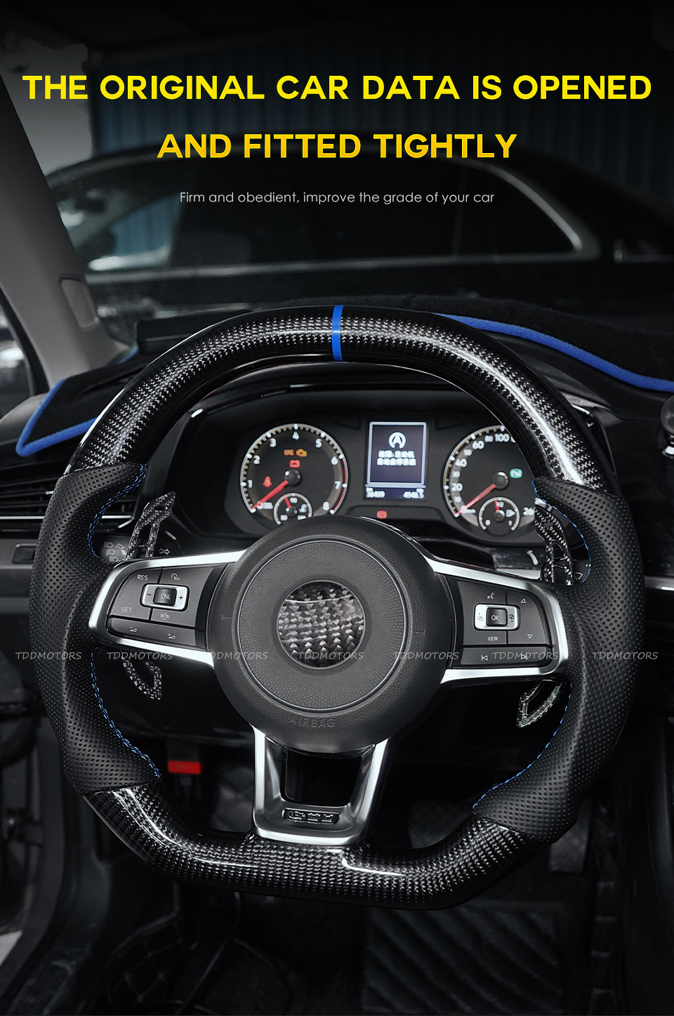 Glossy Carbon Fiber Magnetic Paddle Shifters for Volkswagen MK7 GTI