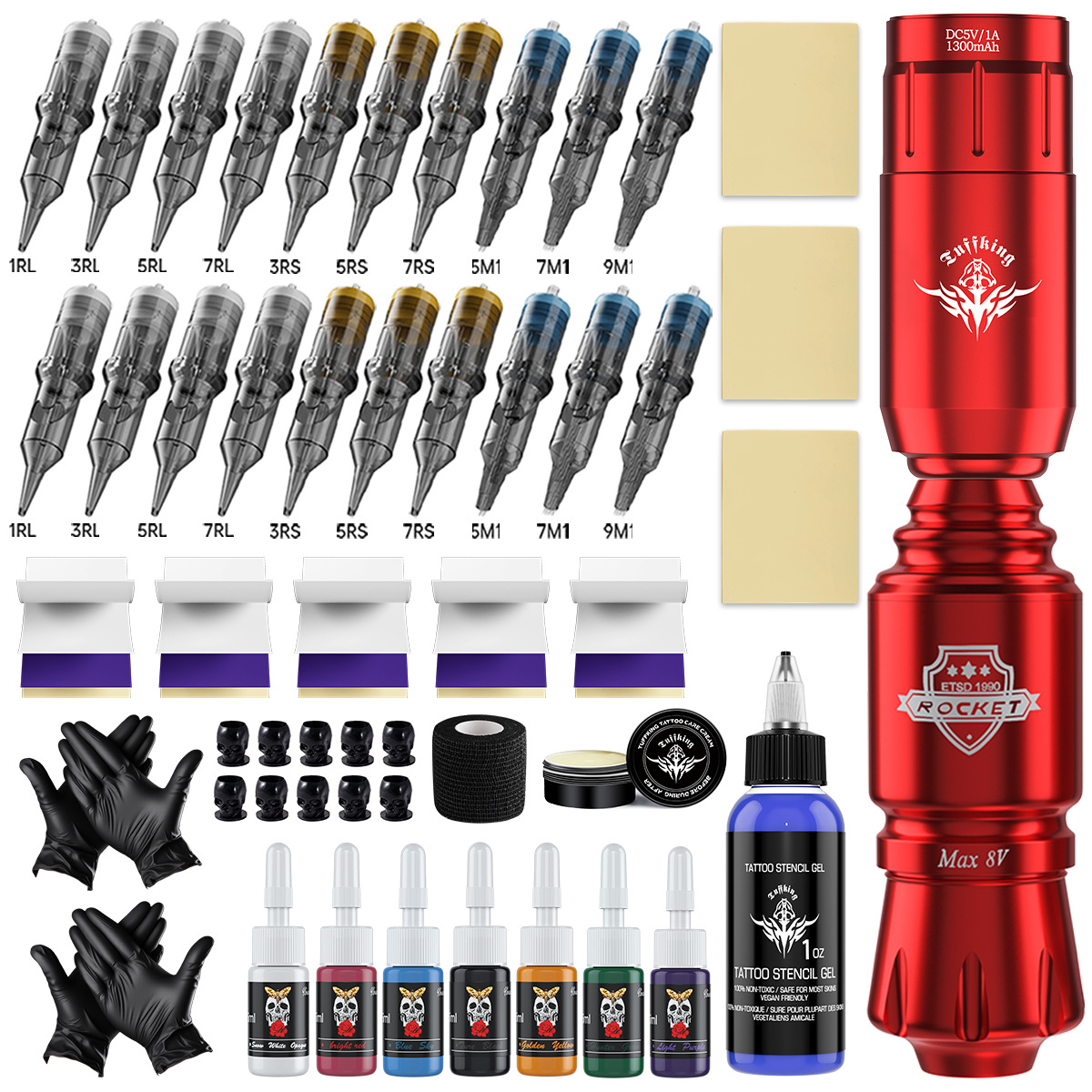Máquina de Tatuar Inalámbrica con Diseño de Lápiz Cohete, Suministros para Tatuajes, Herramientas y Equipos Auxiliares para Práctica Manual